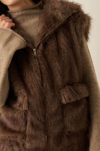 Call of the Wild Faux Fur Collared Pocket Vest - ShopPromesa
