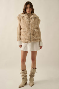 Call of the Wild Faux Fur Collared Pocket Vest - ShopPromesa