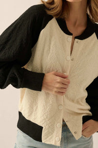 Home Run Colorblock Knit Varsity Bomber Jacket - ShopPromesa