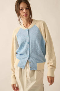 Home Run Colorblock Knit Varsity Bomber Jacket - ShopPromesa