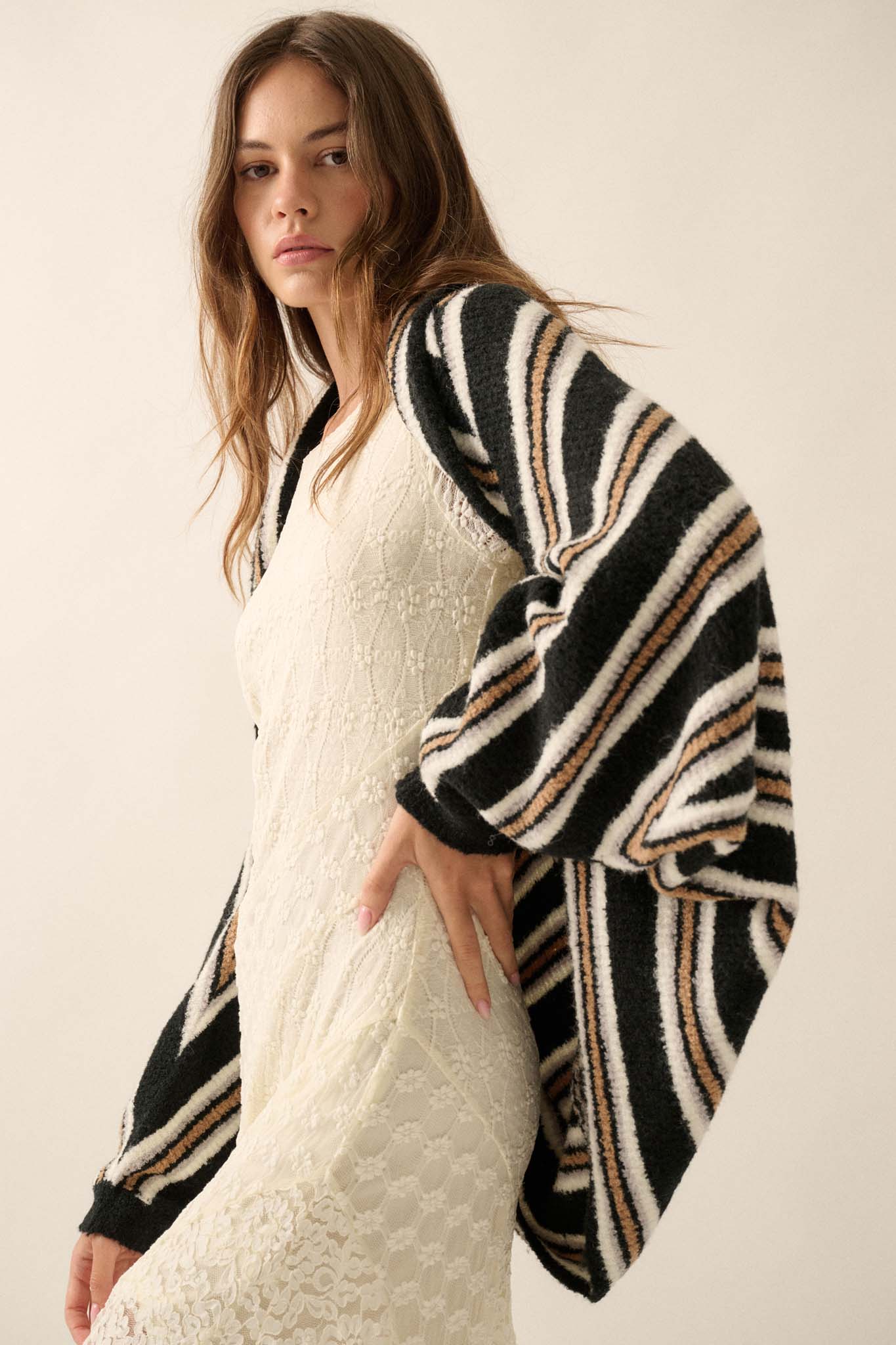 Hold the Line Striped Dolman Shrug Cardigan - ShopPromesa