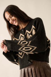 New Angle Geometric Button-Front Cardigan - ShopPromesa