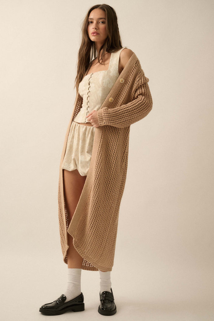 Beautiful Truth Crochet Knit Duster Cardigan - ShopPromesa