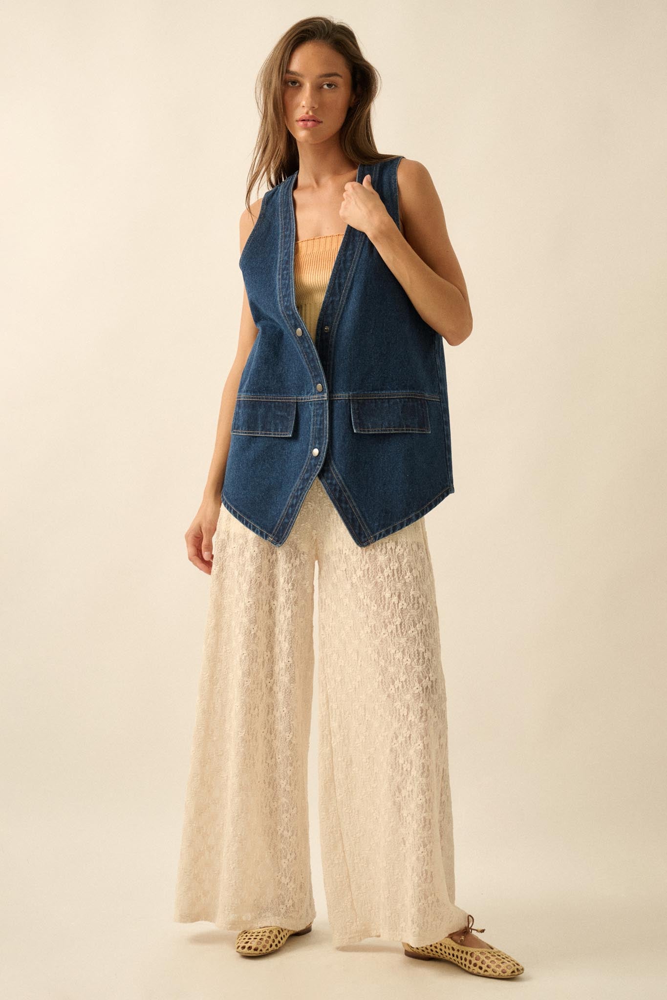 Days Go By Denim Snap-Front Vest - ShopPromesa