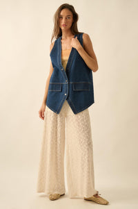 Days Go By Denim Snap-Front Vest - ShopPromesa