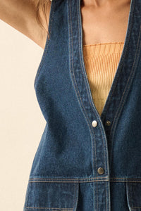 Days Go By Denim Snap-Front Vest - ShopPromesa