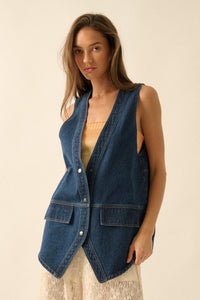 Days Go By Denim Snap-Front Vest - ShopPromesa