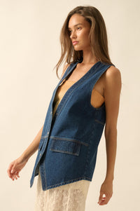 Days Go By Denim Snap-Front Vest - ShopPromesa