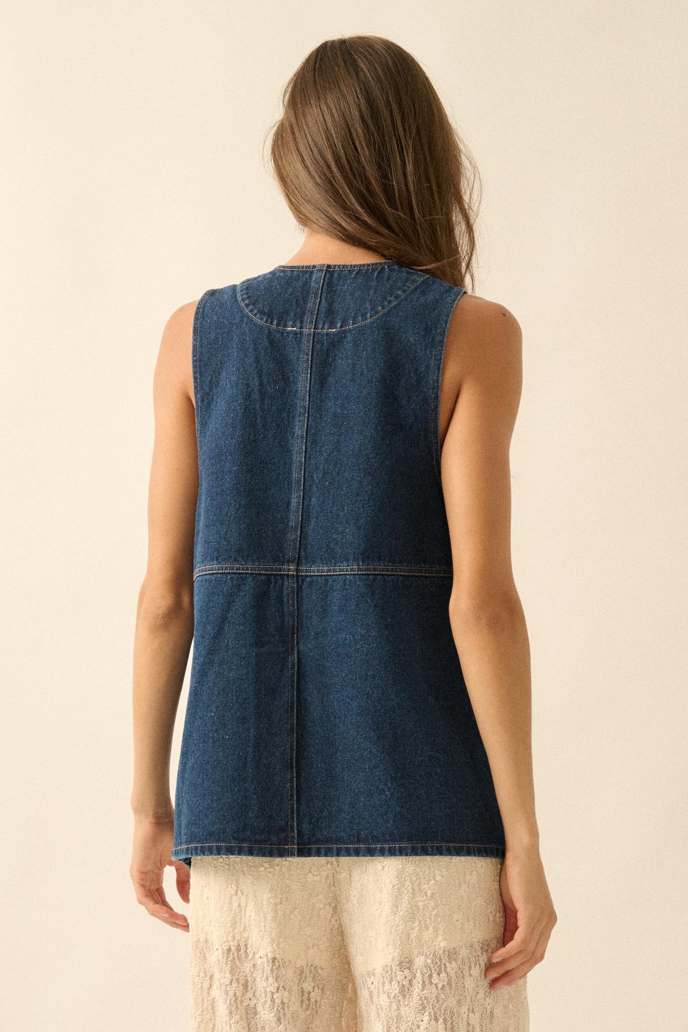 Days Go By Denim Snap-Front Vest - ShopPromesa