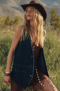 Days Go By Denim Snap-Front Vest - ShopPromesa