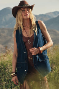Days Go By Denim Snap-Front Vest - ShopPromesa