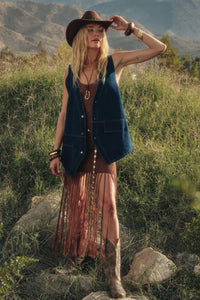 Days Go By Denim Snap-Front Vest - ShopPromesa