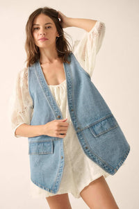 Days Go By Denim Snap-Front Vest - ShopPromesa