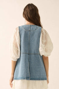 Days Go By Denim Snap-Front Vest - ShopPromesa
