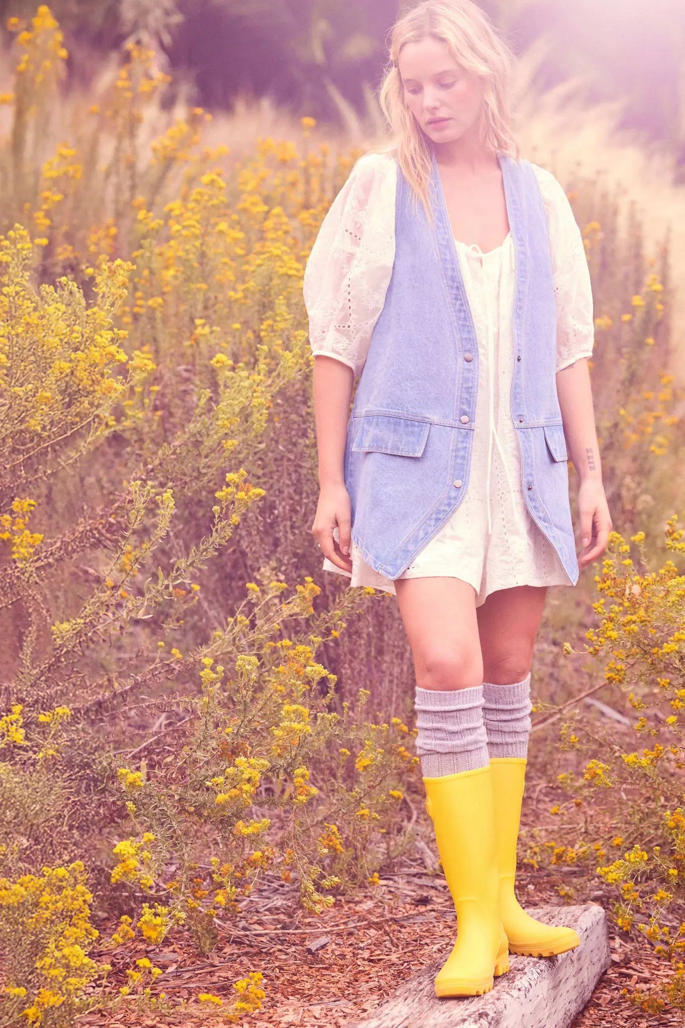 Days Go By Denim Snap-Front Vest