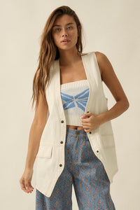 Days Go By Denim Snap-Front Vest - ShopPromesa