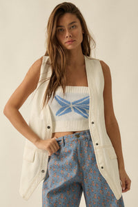 Days Go By Denim Snap-Front Vest - ShopPromesa