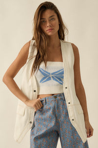 Days Go By Denim Snap-Front Vest - ShopPromesa