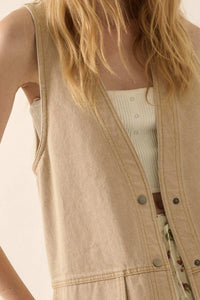 Days Go By Denim Snap-Front Vest - ShopPromesa