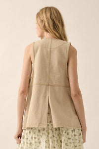 Days Go By Denim Snap-Front Vest - ShopPromesa