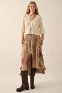 Take Your Time Open-Knit Short-Sleeve Cardigan - ShopPromesa