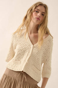 Take Your Time Open-Knit Short-Sleeve Cardigan - ShopPromesa