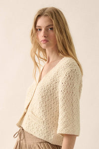 Take Your Time Open-Knit Short-Sleeve Cardigan - ShopPromesa