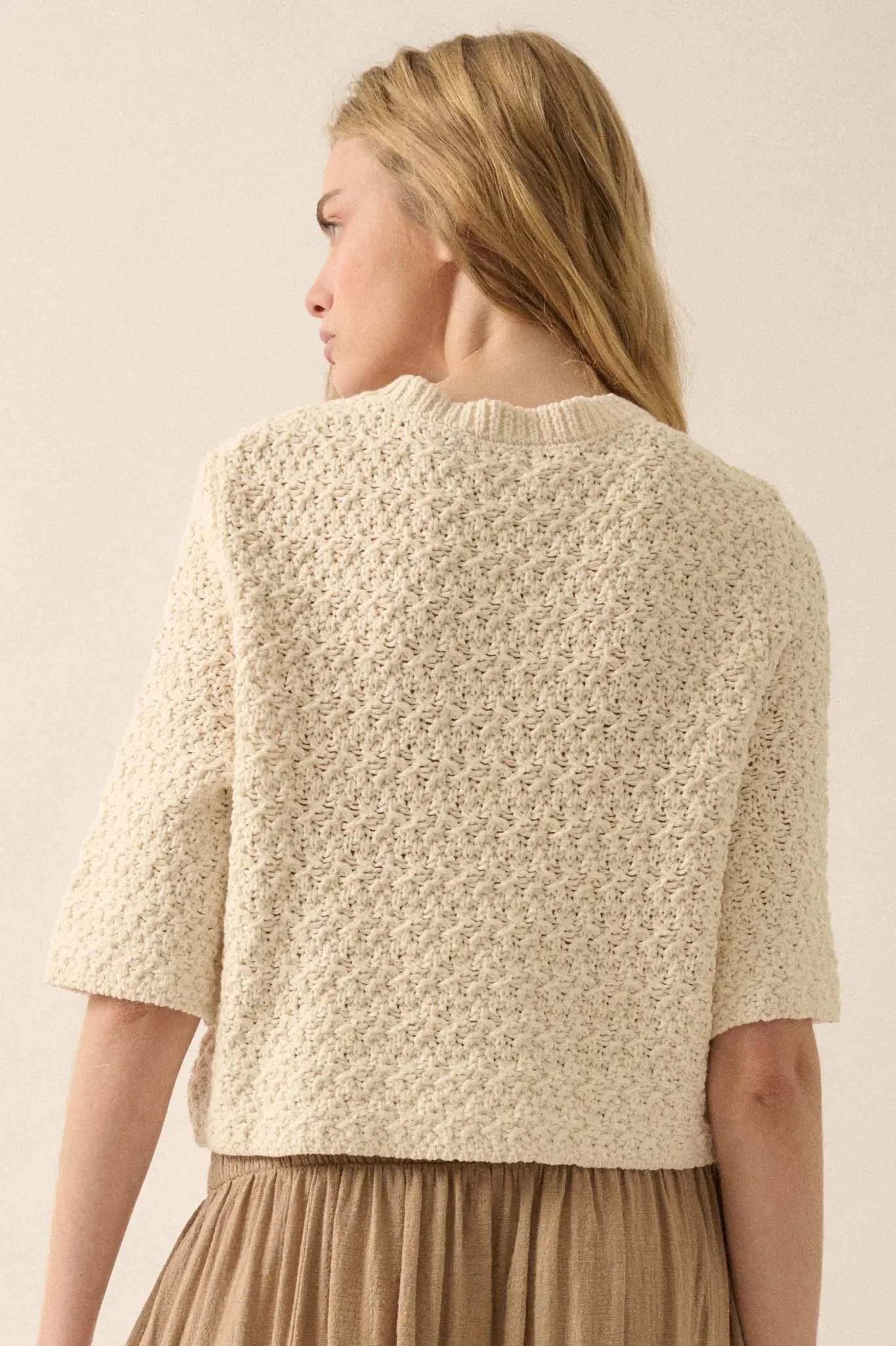 Take Your Time Open-Knit Short-Sleeve Cardigan - ShopPromesa