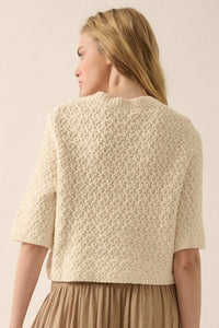 Take Your Time Open-Knit Short-Sleeve Cardigan - ShopPromesa