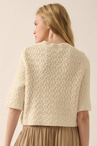 Take Your Time Open-Knit Short-Sleeve Cardigan - ShopPromesa
