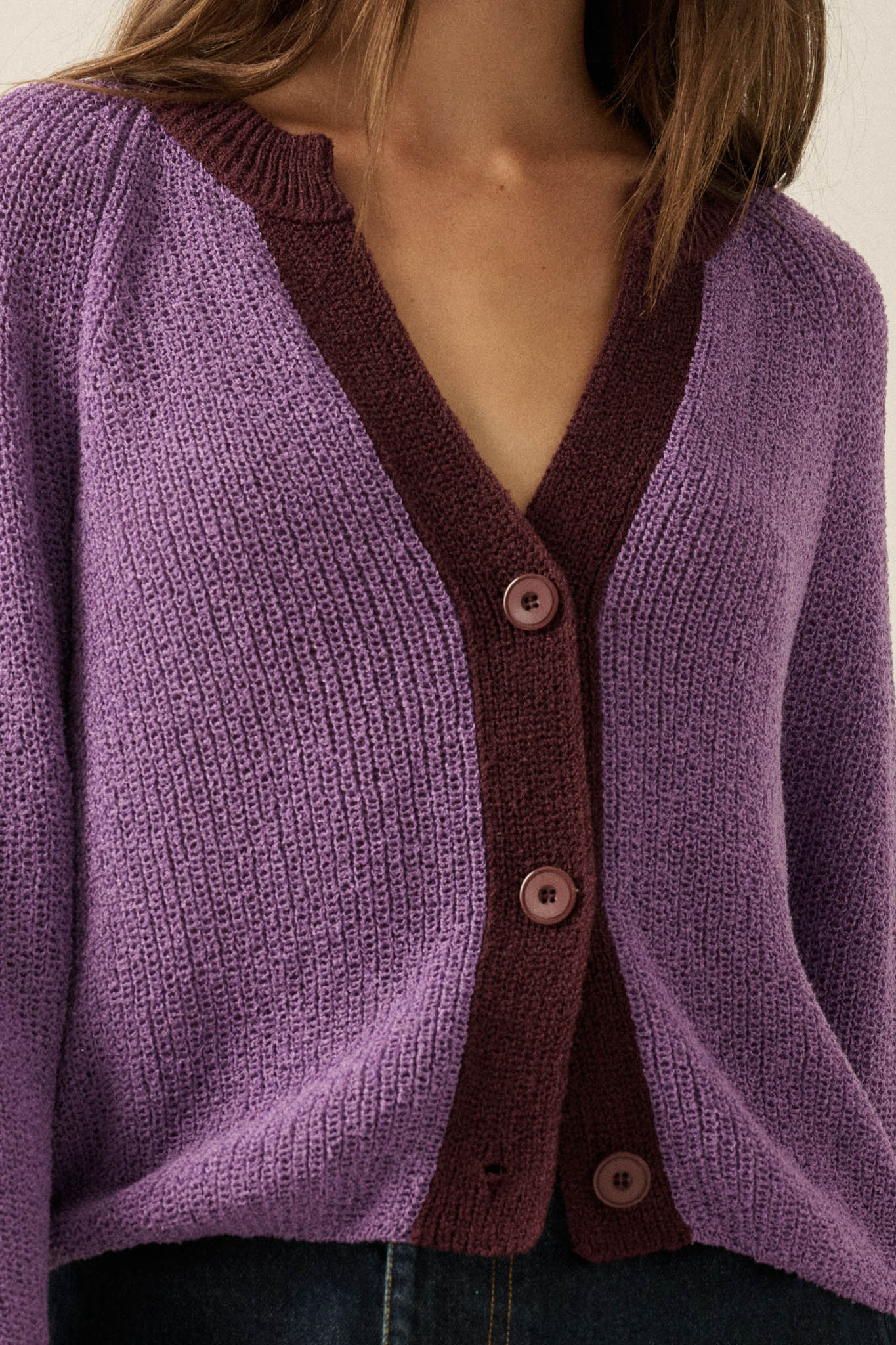 Meant to Be Contrast Knit Cropped Cardigan