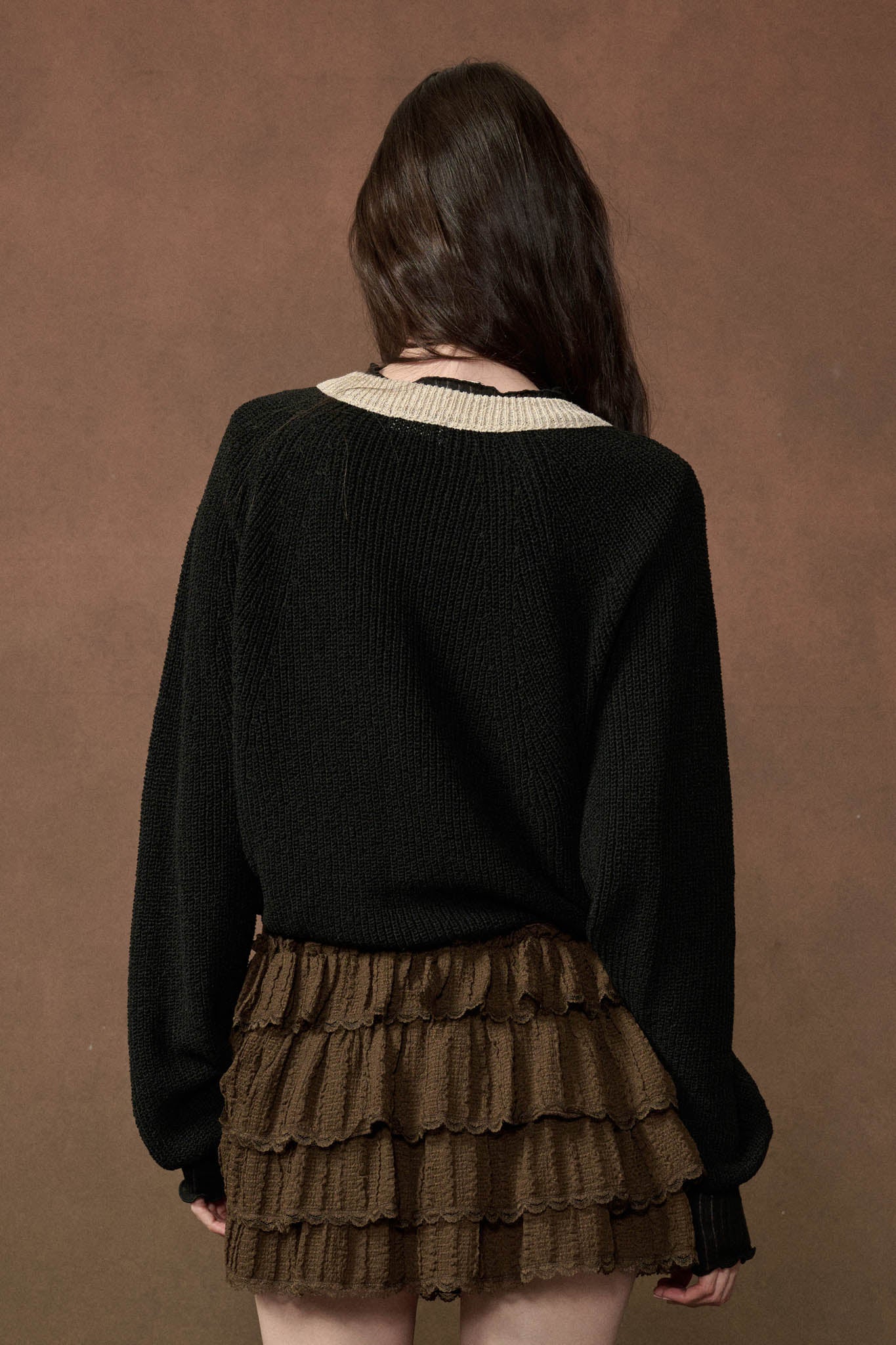 Meant to Be Contrast Knit Cropped Cardigan