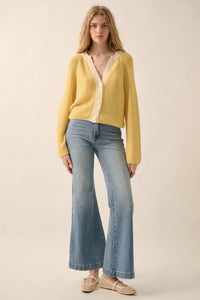 Meant to Be Contrast Knit Cropped Cardigan - ShopPromesa