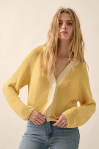 Meant to Be Contrast Knit Cropped Cardigan - ShopPromesa
