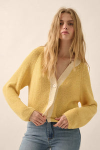 Meant to Be Contrast Knit Cropped Cardigan - ShopPromesa