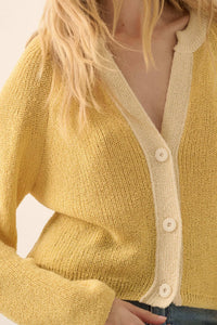 Meant to Be Contrast Knit Cropped Cardigan - ShopPromesa