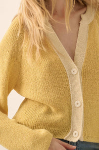 Meant to Be Contrast Knit Cropped Cardigan - ShopPromesa