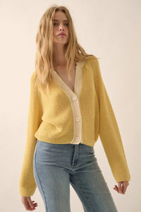 Meant to Be Contrast Knit Cropped Cardigan - ShopPromesa