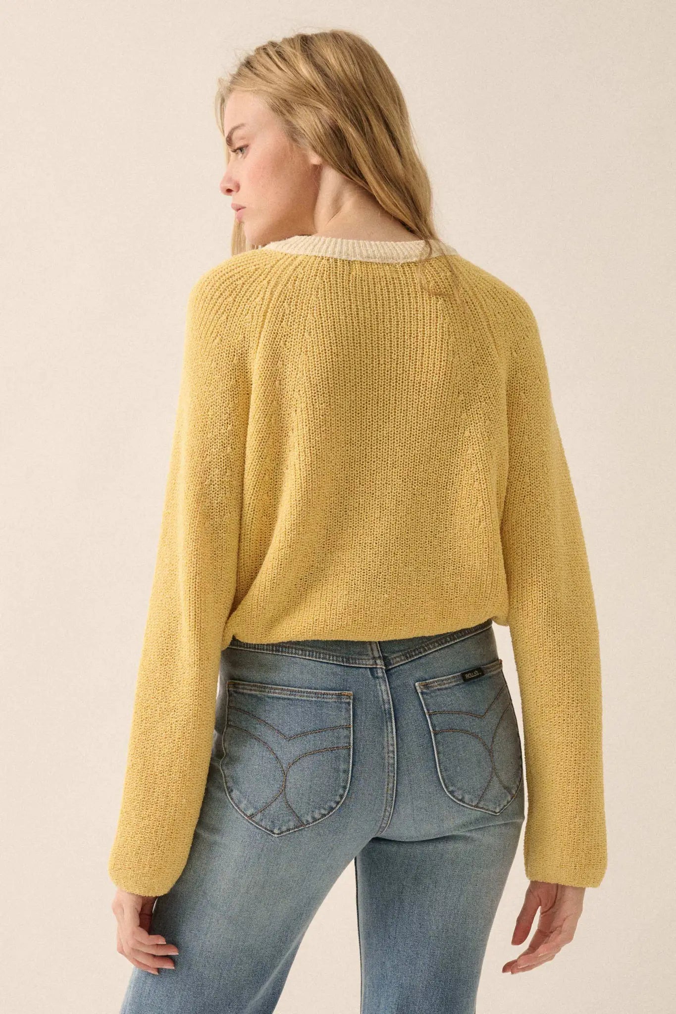 Meant to Be Contrast Knit Cropped Cardigan - ShopPromesa