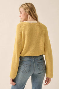 Meant to Be Contrast Knit Cropped Cardigan - ShopPromesa
