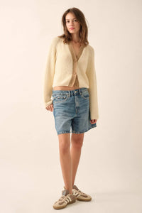 Meant to Be Contrast Knit Cropped Cardigan - ShopPromesa