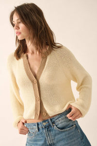 Meant to Be Contrast Knit Cropped Cardigan - ShopPromesa