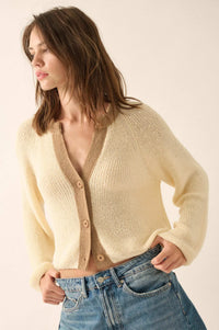 Meant to Be Contrast Knit Cropped Cardigan - ShopPromesa