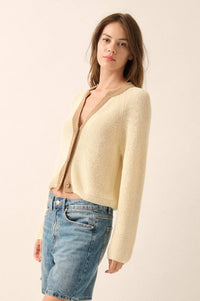 Meant to Be Contrast Knit Cropped Cardigan - ShopPromesa
