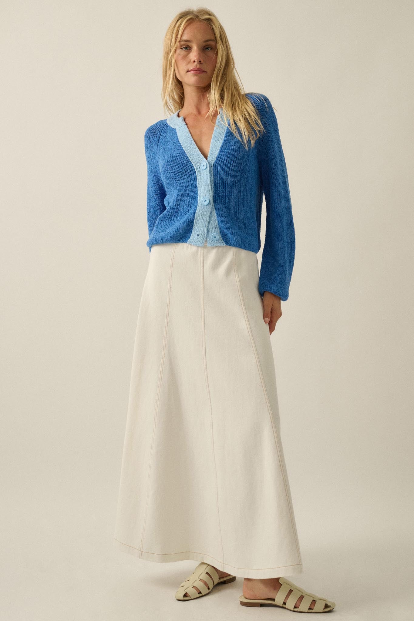 Meant to Be Contrast Knit Cropped Cardigan - ShopPromesa