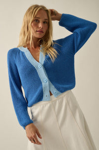 Meant to Be Contrast Knit Cropped Cardigan - ShopPromesa