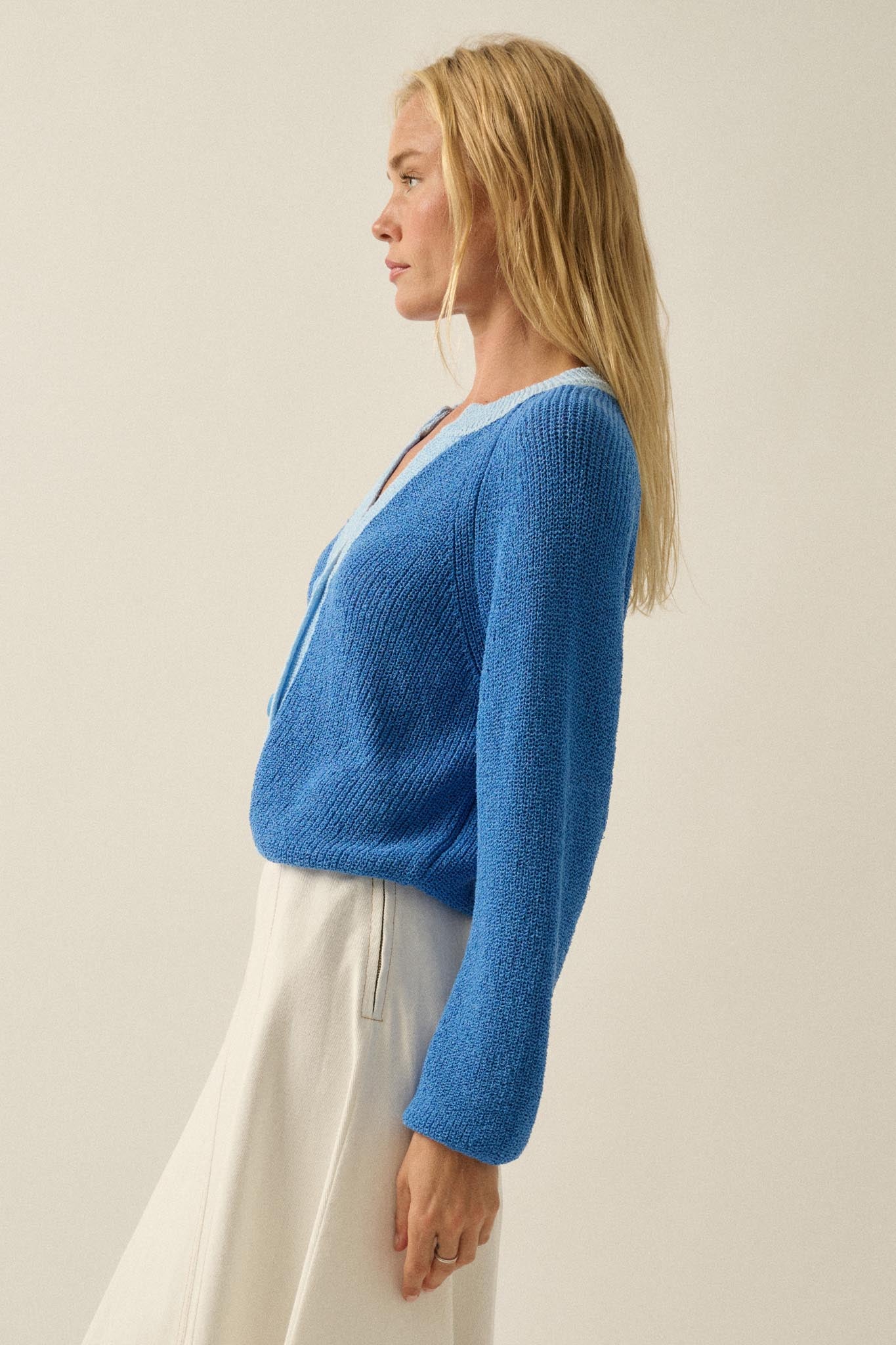 Meant to Be Contrast Knit Cropped Cardigan - ShopPromesa