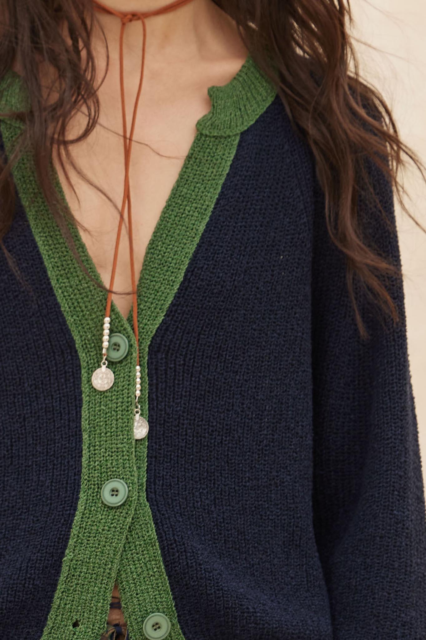 Meant to Be Contrast Knit Cropped Cardigan