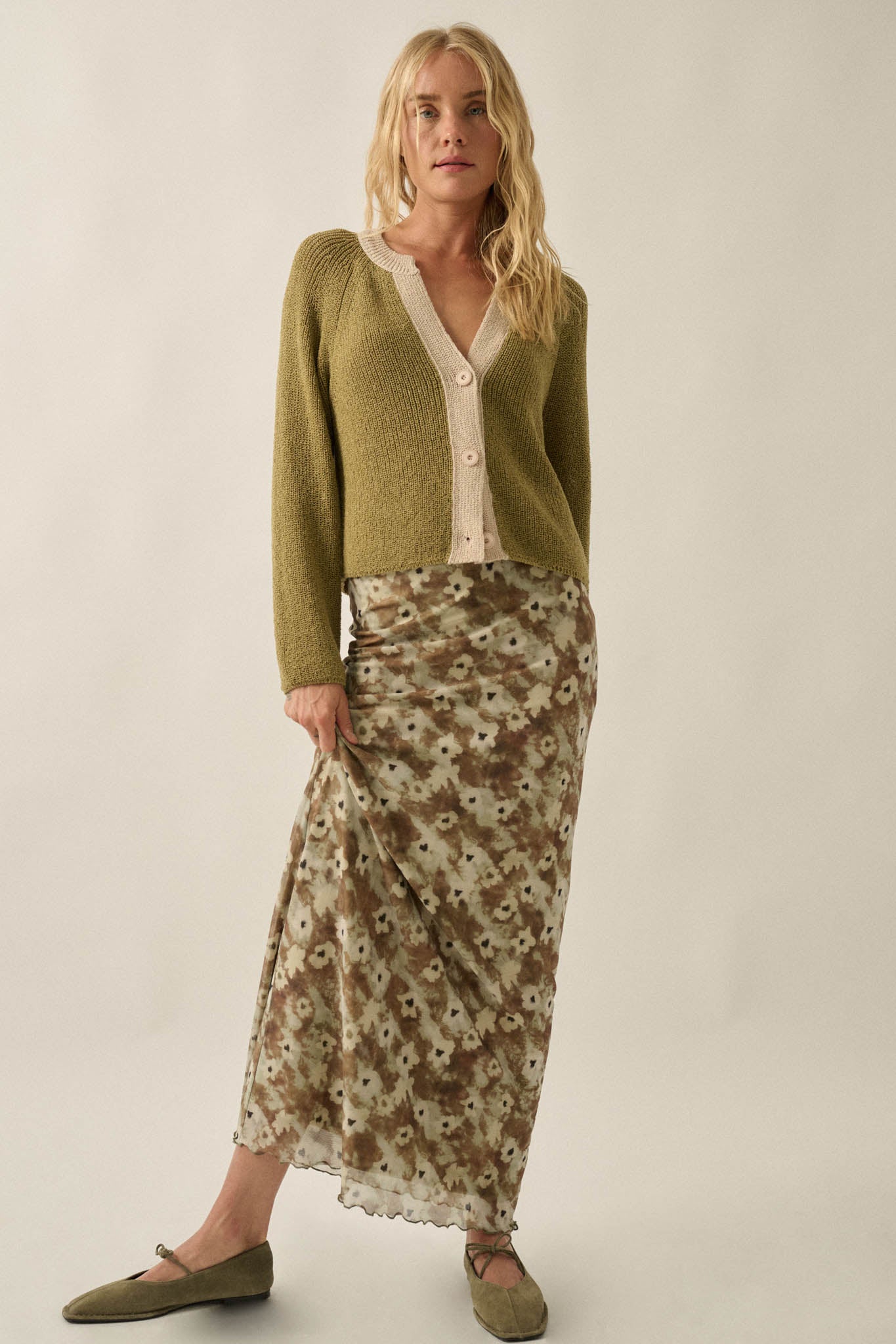 Meant to Be Contrast Knit Cropped Cardigan