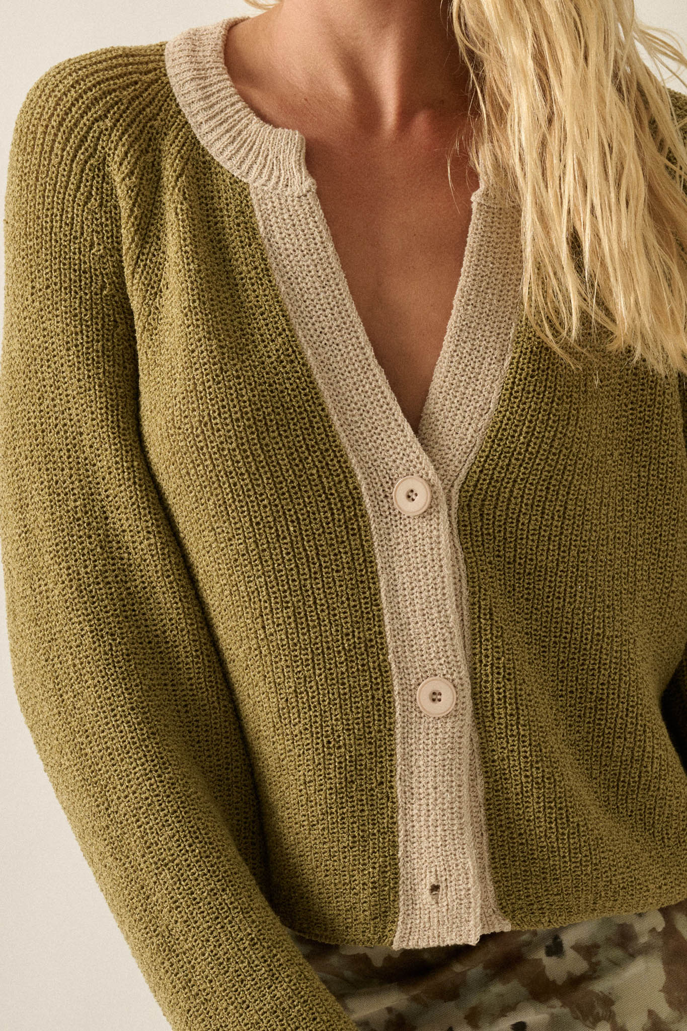 Meant to Be Contrast Knit Cropped Cardigan